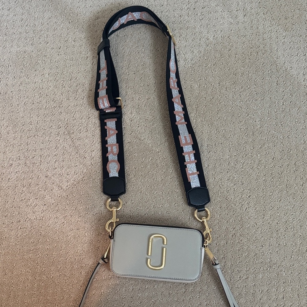 Marc Jacobs Light Gray Bag with Black Logo Strap